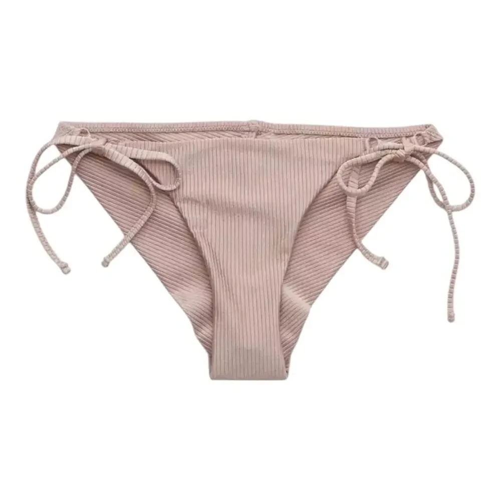 Aerie NWT Shiny Ribbed Textured Cheekier String Bikini Bottom Extra Extra Large